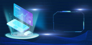 蓝色科技感25d科技智能科技大数据展板背景
